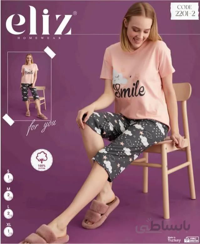 ست تیشرت و شلوارک راحتی زنانه 2-2201 ترک | الیز | Eliz
