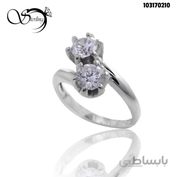 انگشتر دو نگین نقره زنانه کد:۱۹۳۱
