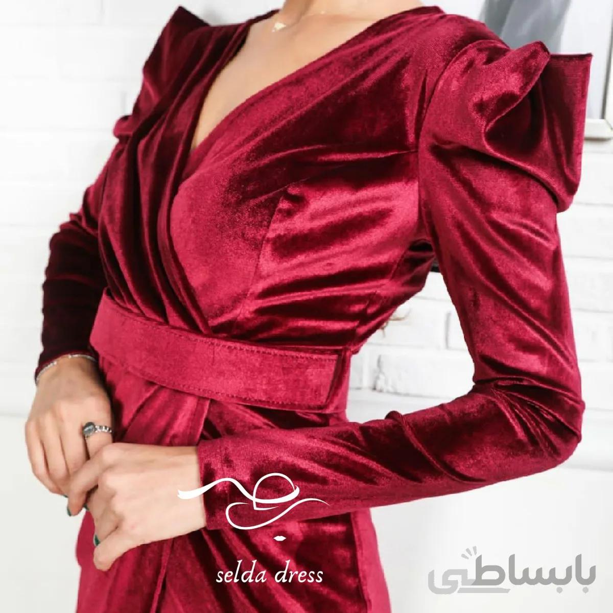 لباس مجلسی کوتاه جدید ۲۰۲۲ خاص ۱۳۰۶ - زرشکی / ۴۰ ا 1306