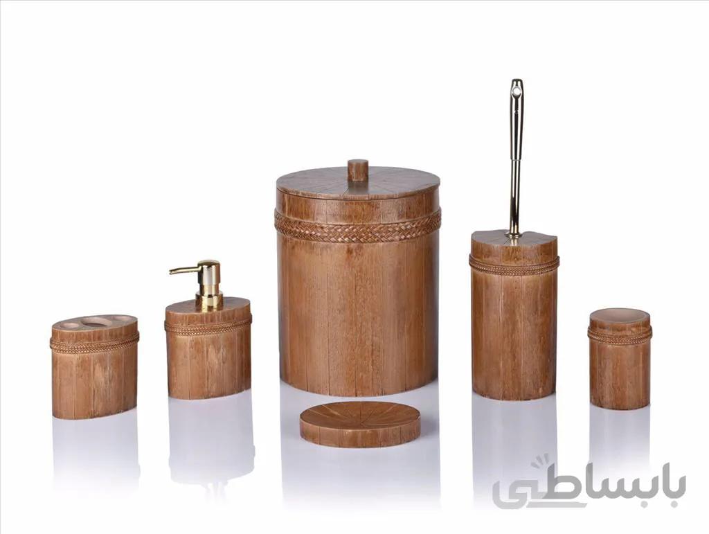 ست سرویس بهداشتی 6 پارچه کنتراست مدل 7259 ا اکسسوری حمام و دستشویی 6 پارچه کنتراست مدل 7259
