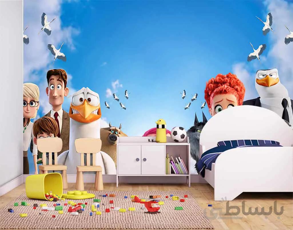 کاغذ دیواری سه بعدی طرح کارتون بچه رِئیس