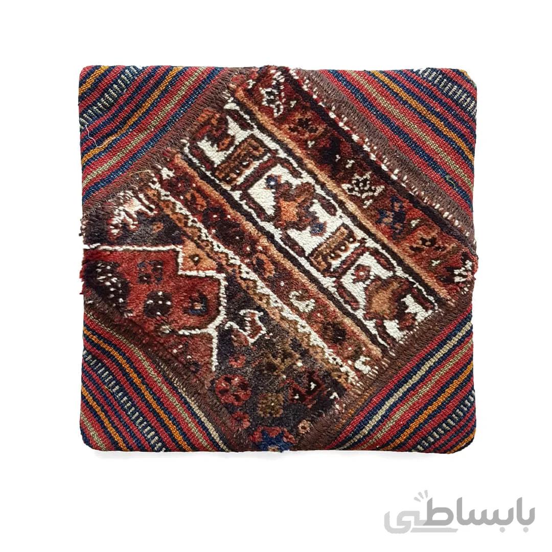 کوسن قالی و جاجیم دستباف طرح لوزی 2 - 40×40 سانتی