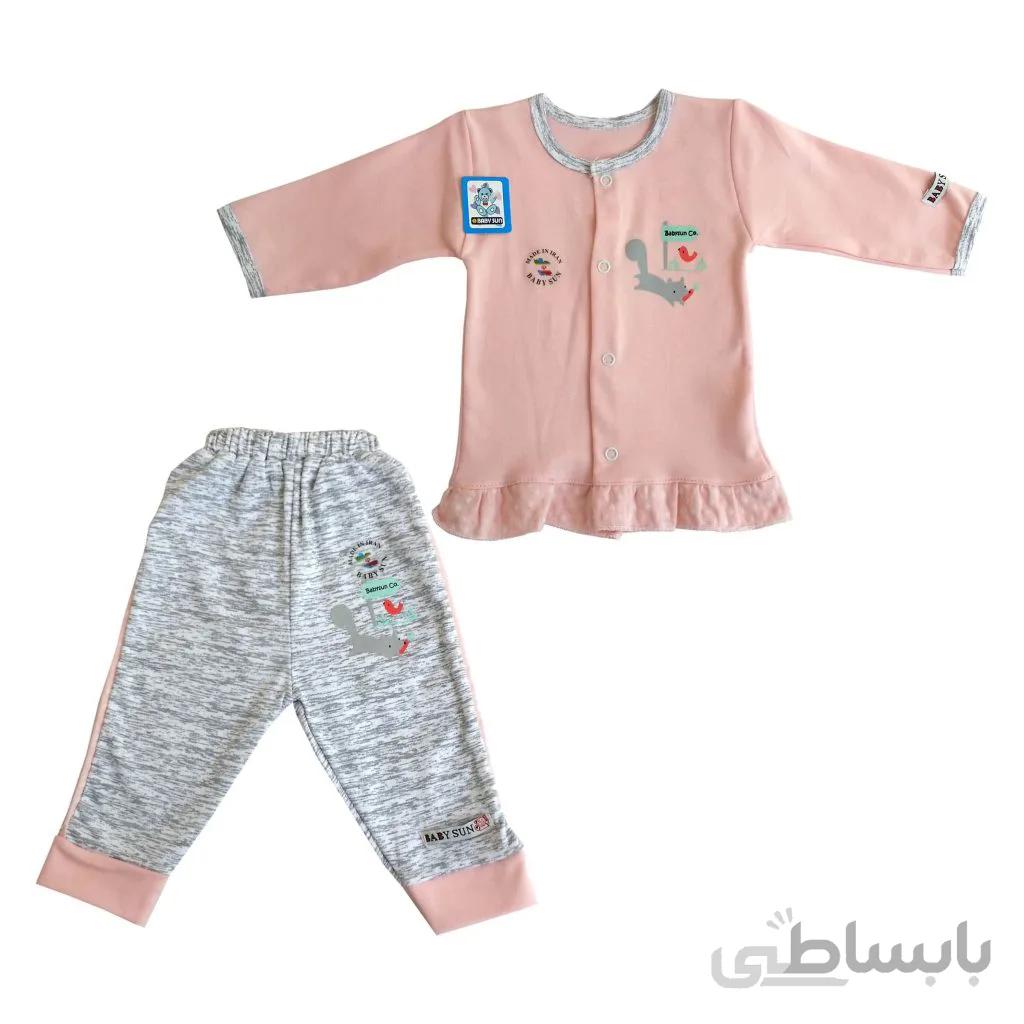 ست شومیز و شلوار نوزادی بی بی سان طرح باغچه
