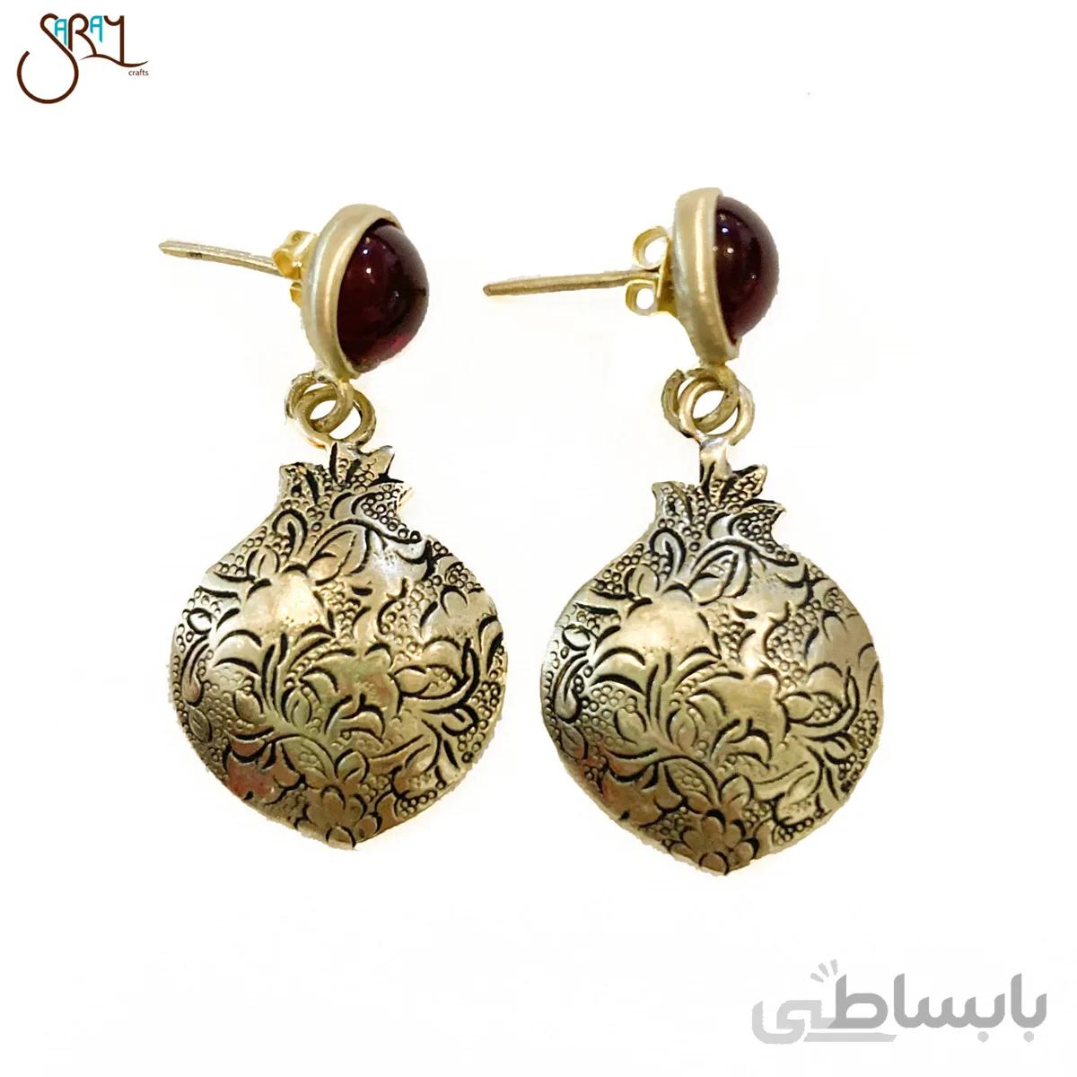 گوشواره برنجی دست ساز طرح انار مدل 27004