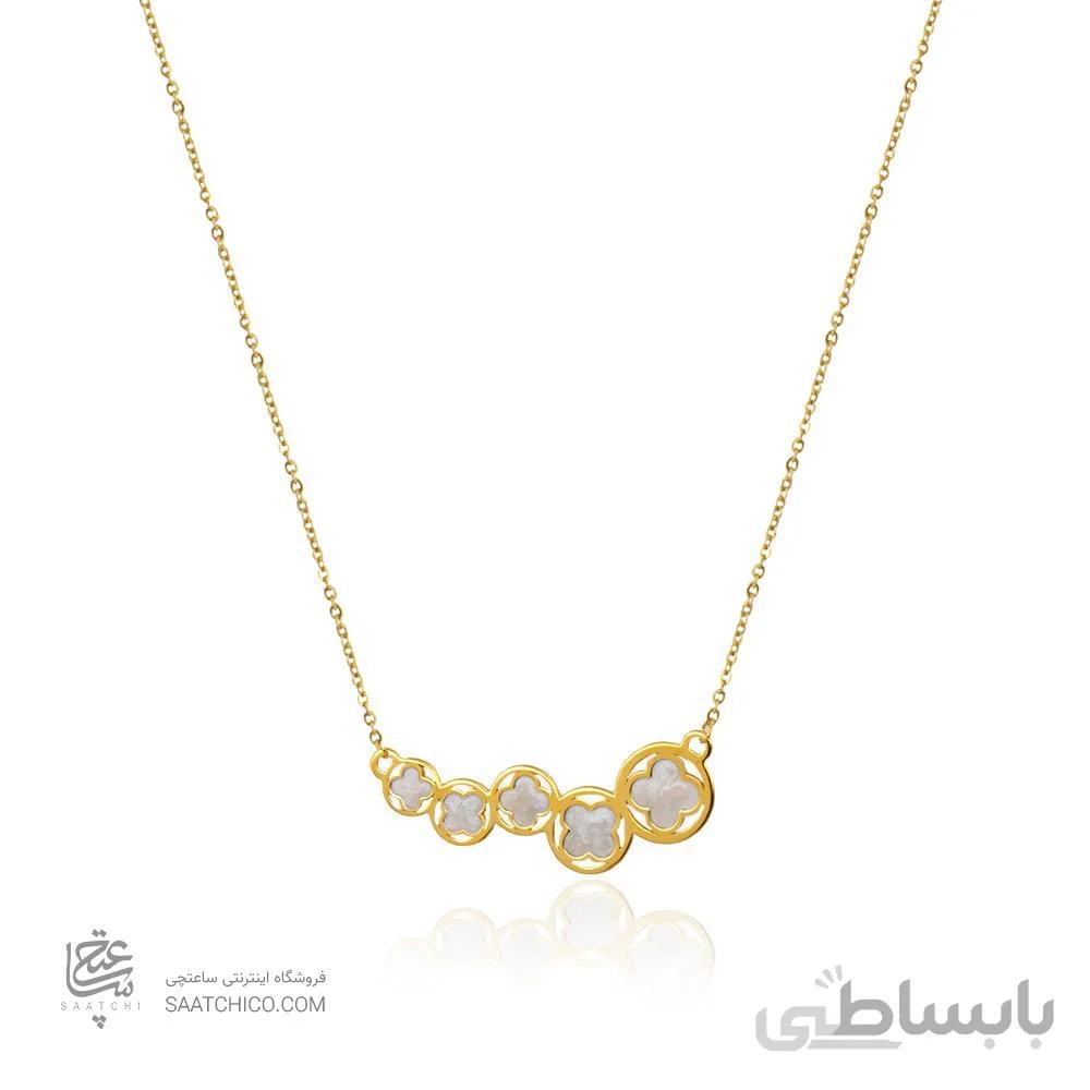گردنبند طلا زنانه طرح گل چهارپر ونکلیف کد XN324