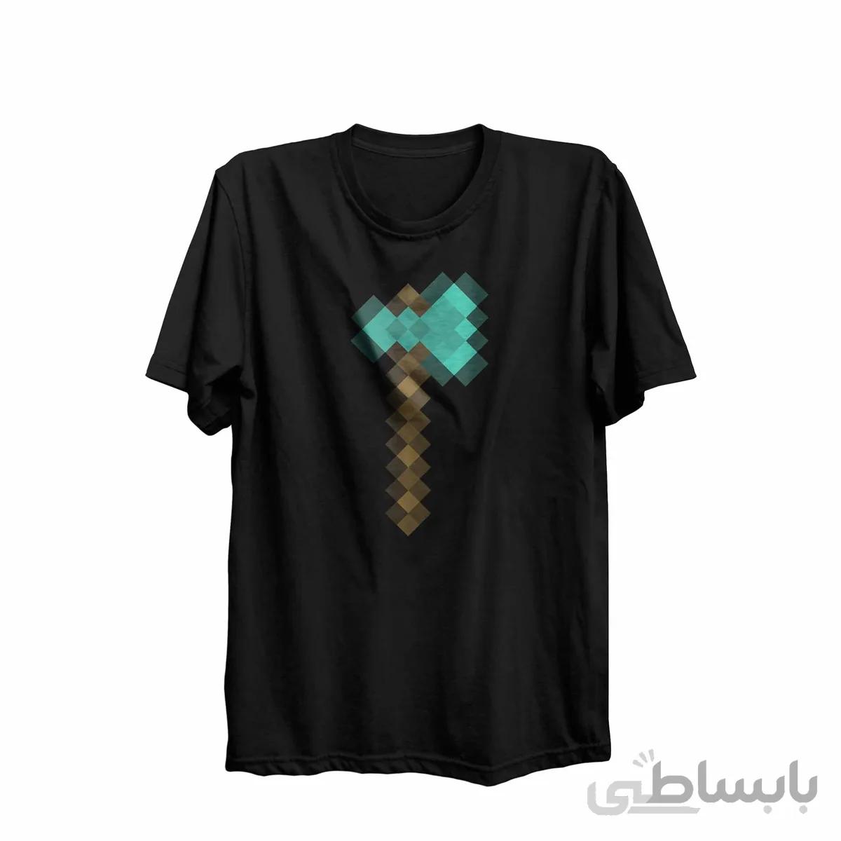 تیشرت یقه گرد مشکی طرح بازی ماینکرافت Minecraft کد KCT10464 کد 284867