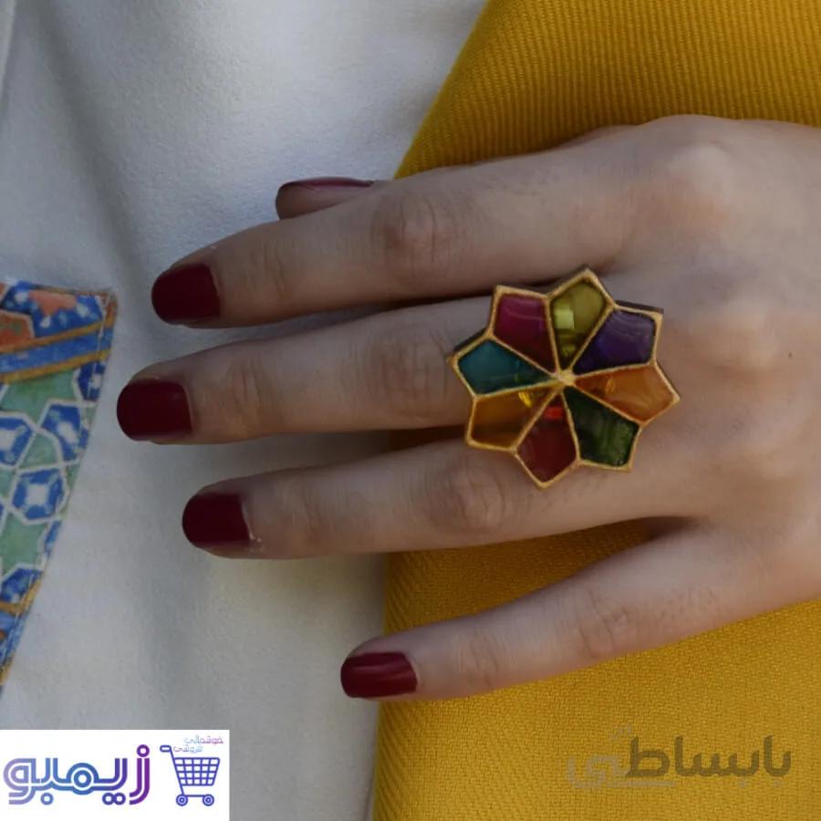 انگشتر طرح رنگی رنگی