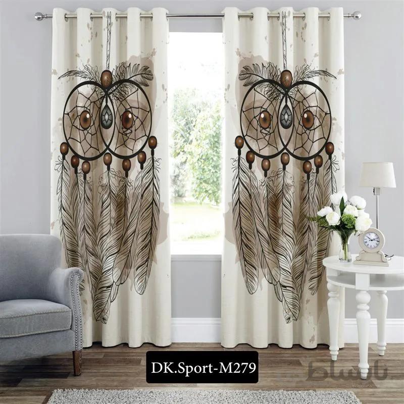 پرده پانچی (هازان و مخمل) کد DK.S.M279 طرح اسپرت دریم کچر عقابی
