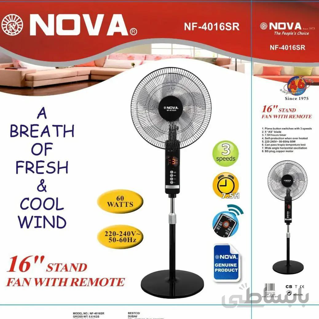 پنکه پایه دار ایستاده نوا مدل NF_4015SR and NF_4016SR NF_4015SR ا STAND FAN WHIT REMOTE MODEL : NF_4015SR & NF_4016SR NOVA 60W 16"