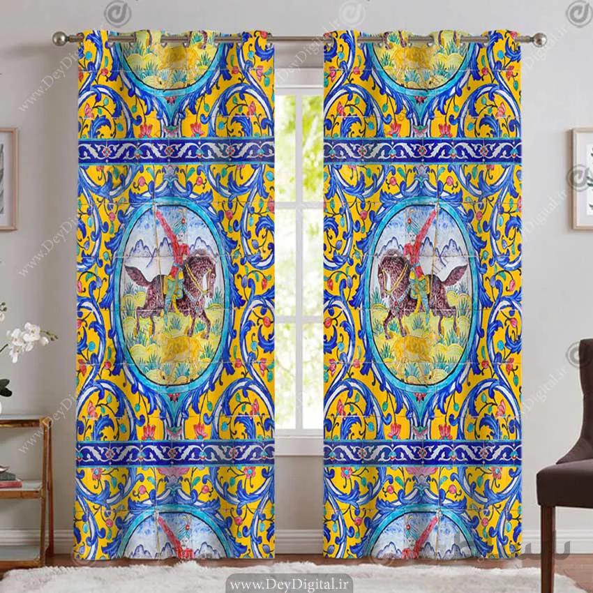 پرده پانچی سنتی طرح کاشی کاری با نقاشی نگارگری PK-5159
