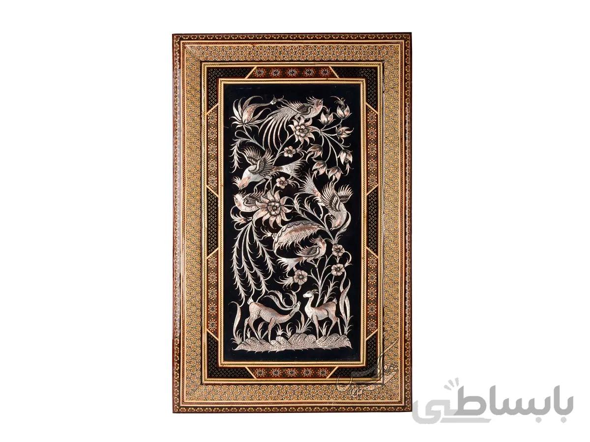 تابلو قلم زنی با قاب خاتم کاری ترنج سایز 30*60