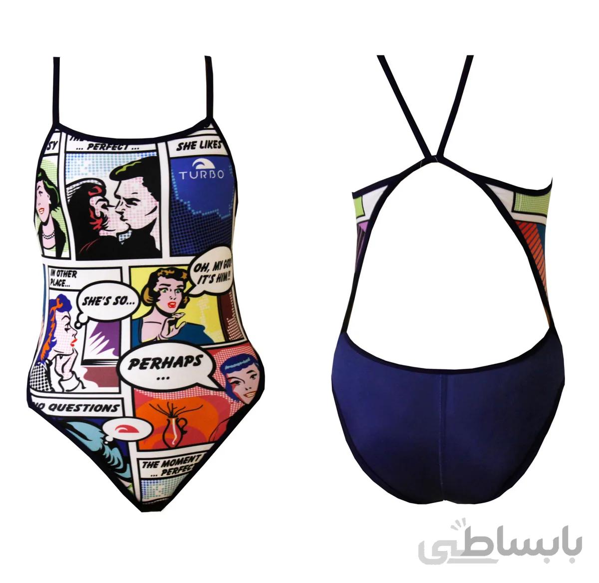 مایوی شنای زنانه توربو Comic Thin Strap ا Turbo women swimsuit Comic Thin Strap