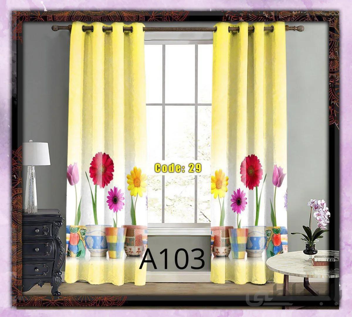 پرده چاپی طرح گل کد A103