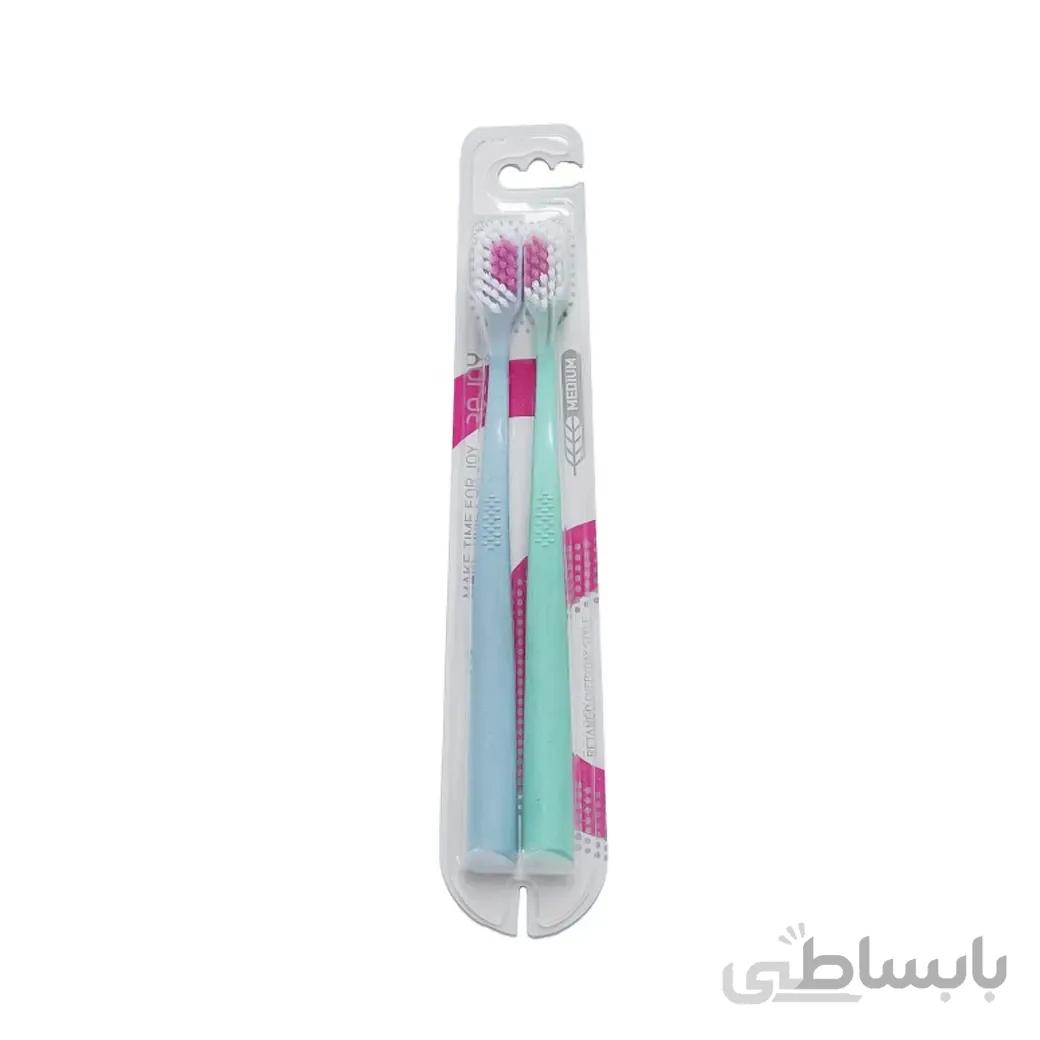 مسواک ری تنگو دوتایی با دسته سازگار با طبیعت و برس نرم ریجوی ا Rejoy Retango Toothbrush Soft