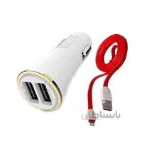 شارژر فندکی الدینیو مدل DL-C28 همراه با کابل microUSB