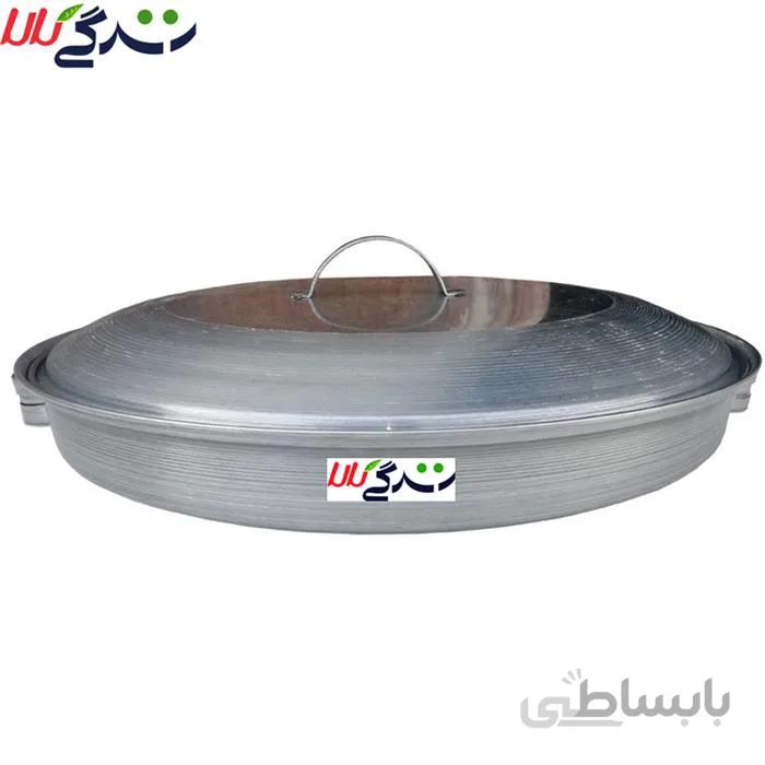 ساج تابه ای صحرایی سایز بزرگ مدل xoshab 1 ا کاربرد : مخصوص پخت انواع جوجه کباب ، املت و سیب زمینی و غیره جنس : ورق گالوانیزه ضد زنگ قطر ساج تابه ای : 43 سانتیمتر عمق : 7 سانت ارتفاع کل با درب : 10 سانت وزن : 1280 گرم داری دسته فلزی دو طرف