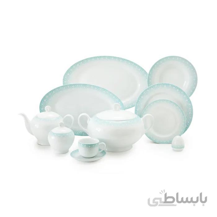 سرویس چینی زرین 12 نفره کامل ساکورا آبی (102 پارچه) ا Zarin Iran ItaliaF Sakura-Blue 102 Pieces Porcelain Dinnerware Set