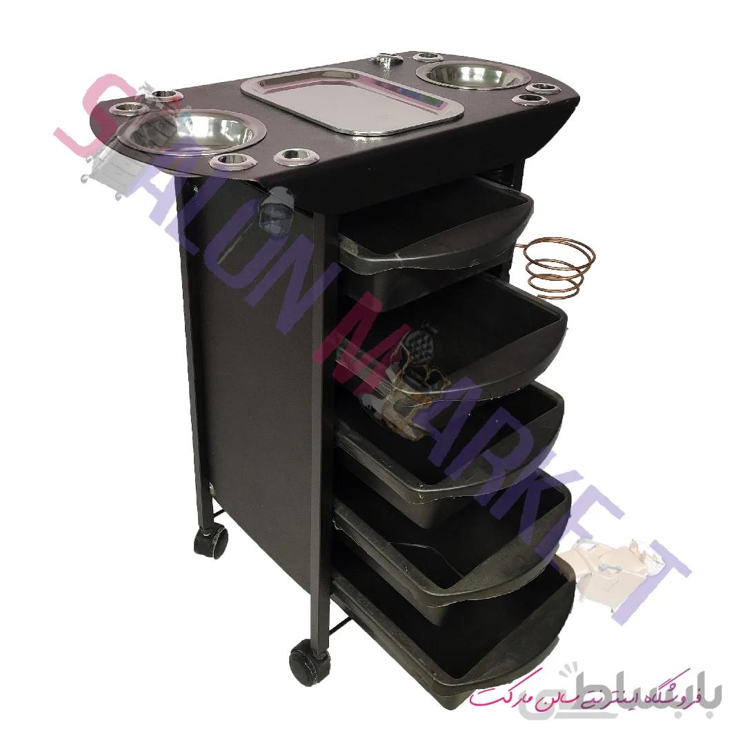 ترولی آرایشگاهی فلزی کنار چرم