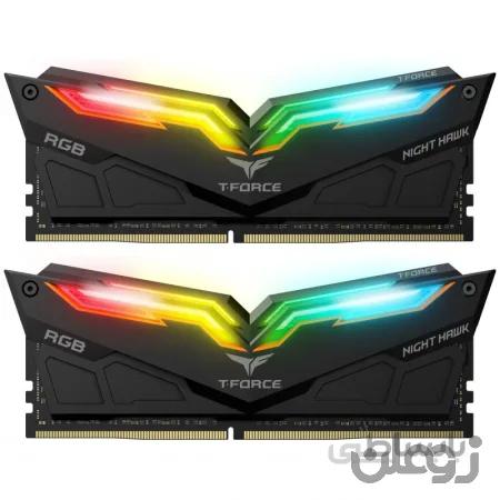 رم کامپیوتر DDR4 دو کاناله 3600 مگاهرتز CL18 تیم گروپ مدل NIGHT HAWK RGB ظرفیت 16 گیگابایت