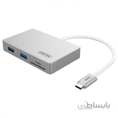 هاب USB3.0 دو پورت به همراه کارت خوان آلومینیومی یونیتک مدل Y-9319
