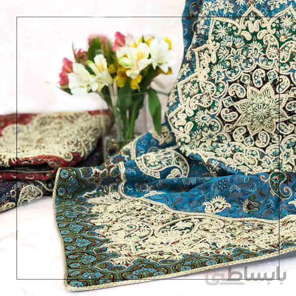 رومیزی ترمه سرمه دوزی پرکار ا قیمت به شرط خرید تیمی