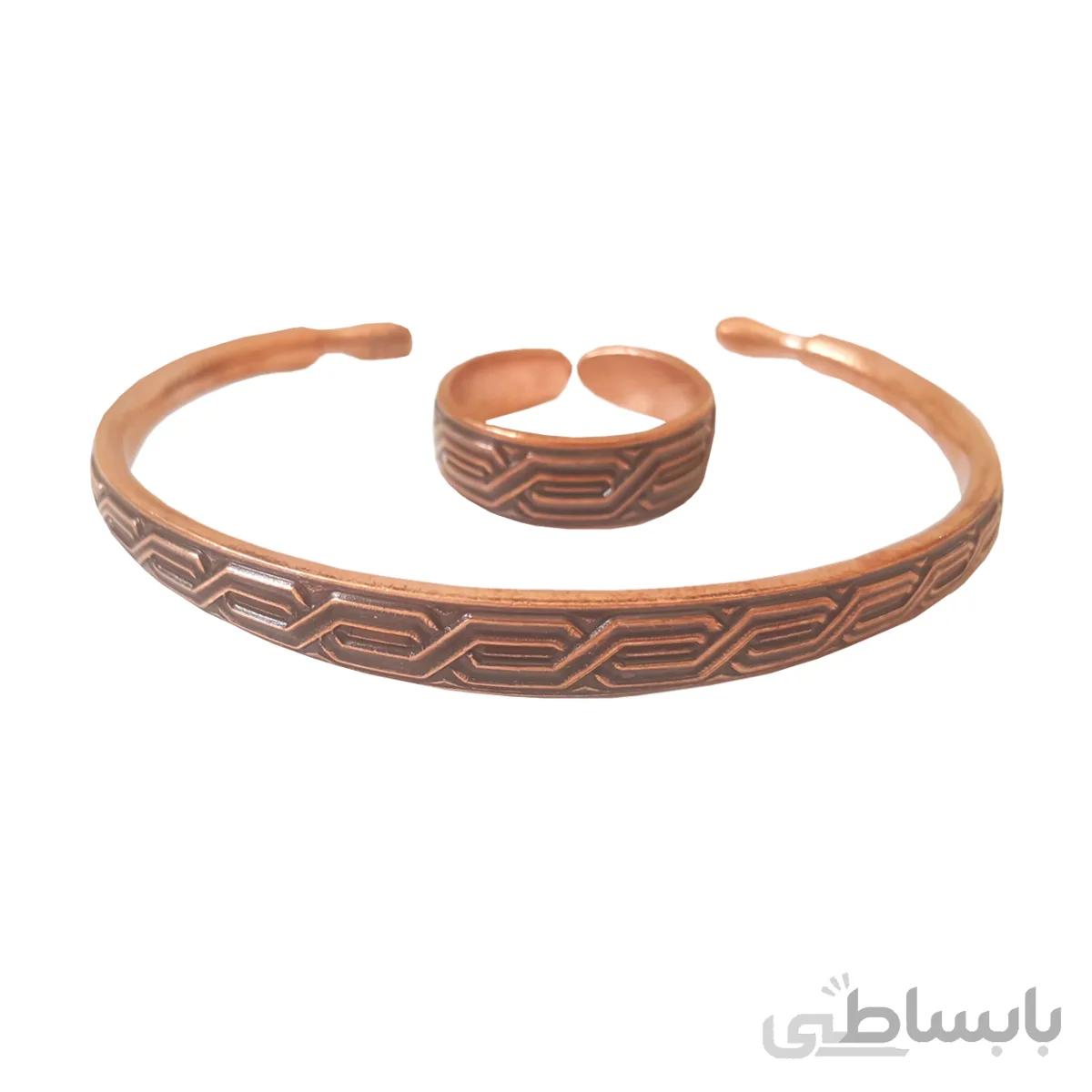 ست دستبند و انگشتر مسی مدل نقش زنجیر کد 2.JW61
