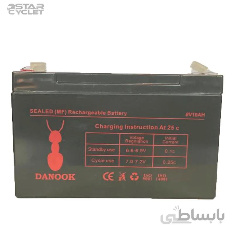 باتری دانوک مدل 6V 10A مناسب ماشین و موتورهای شارژی