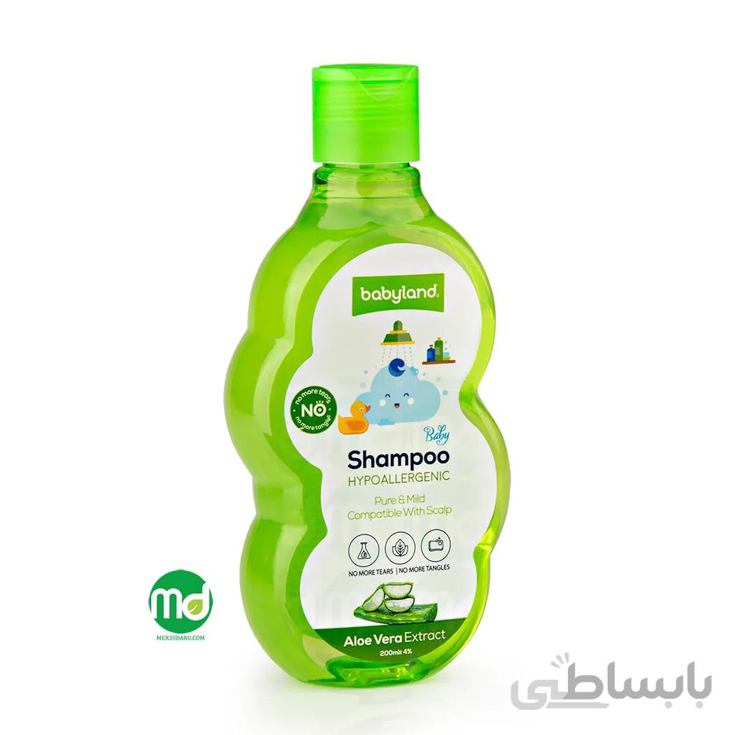 شامپو بچه ضد آلرژی حاوی عصاره آلوئه ورا 200ميل بی بی لند ا Babyland Hypoallergenic Aloevera Hair Shampoo For Kids 200ml
