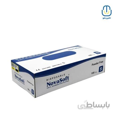 دستکش معاینه وینیل نوا بدون پودر بسته ۱۰۰ عددی سایز اسمال ا Nova vinyl examination powderless gloves size S 100 Piece