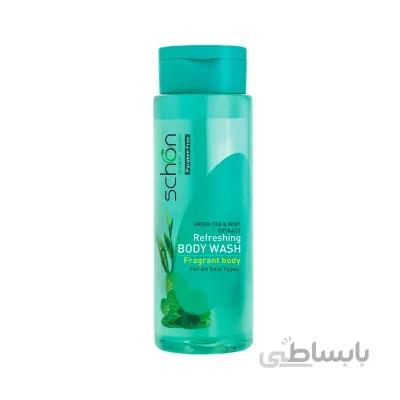 شامپو بدن چای سبز و نعنا مناسب انواع پوست شون 420 میلی لیتر ا Schon Green Tea And Mint Extract Refreshing Body Wash For All Skins 420ml
