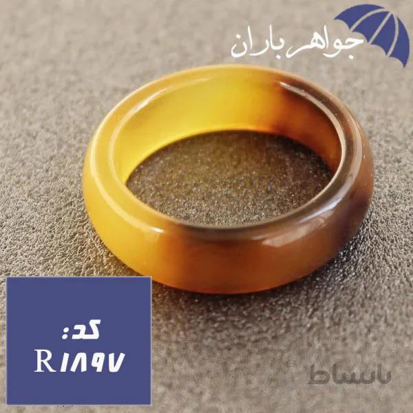 حلقه عقیق زرد طرح دار کد R_1897