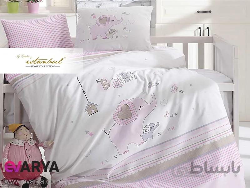روتختی کاور ملحفه کودک مدل happy pembe برند iyi geceler istanbul
