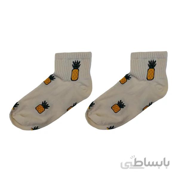 جوراب فانتزی جدید زنانه و دخترانه ساق کوتاه طرح اناناسی کد ph494.2