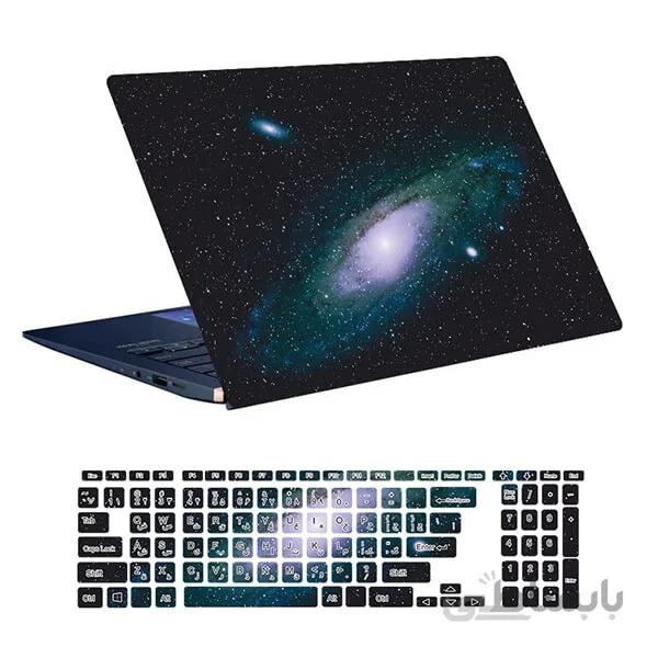 اسکین لپ تاپ طرح Space کد ۹۲ به همراه استیکر کیبورد