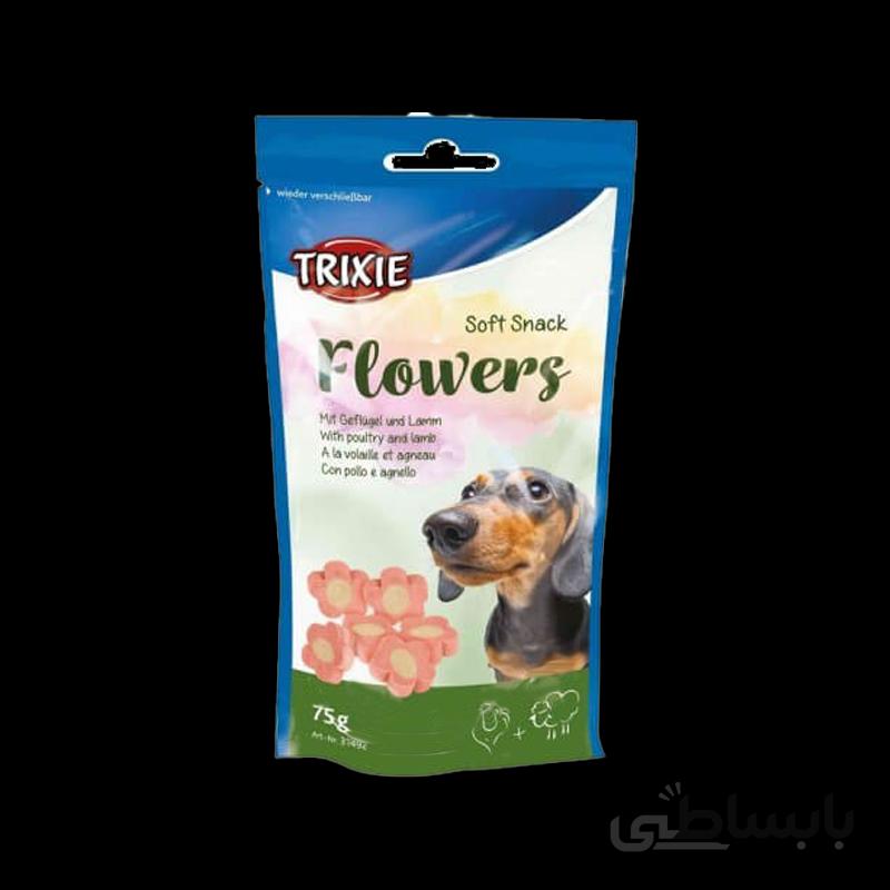 تشویقی سگ تریکسی با طعم مرغ و بره Trixie Flowers Poultry & Lamb وزن 75 گرم