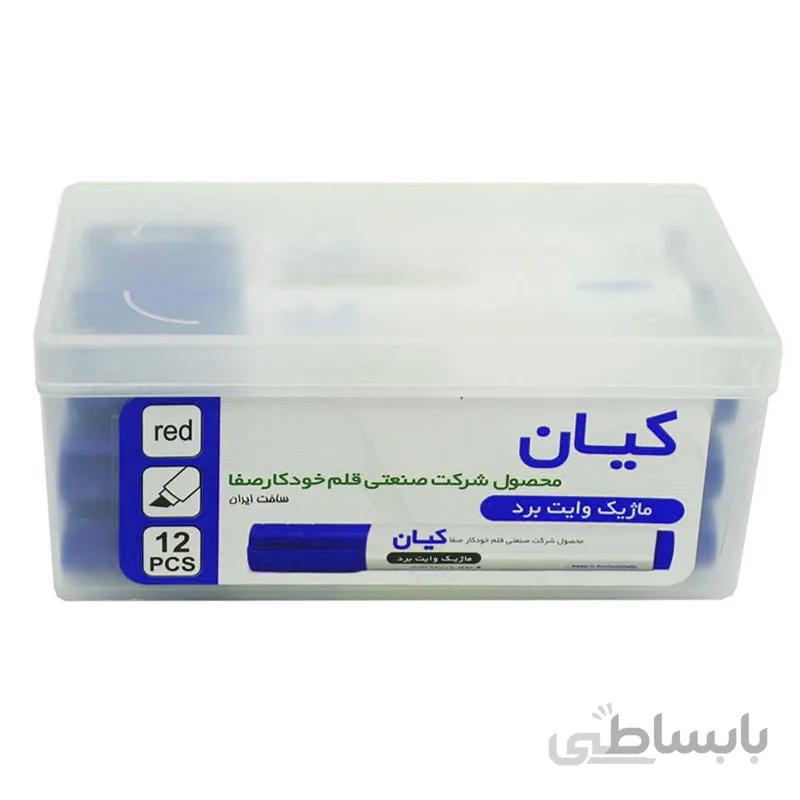 ماژیک وایت برد کیان نوک تخت رنگ آبی بسته 12 عددی