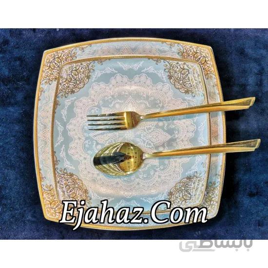 سرویس غذاخوری 12 نفره 105 پارچه چینی پردیس کاشان قالب پاریس طرح آرالیا فیروزه 486i