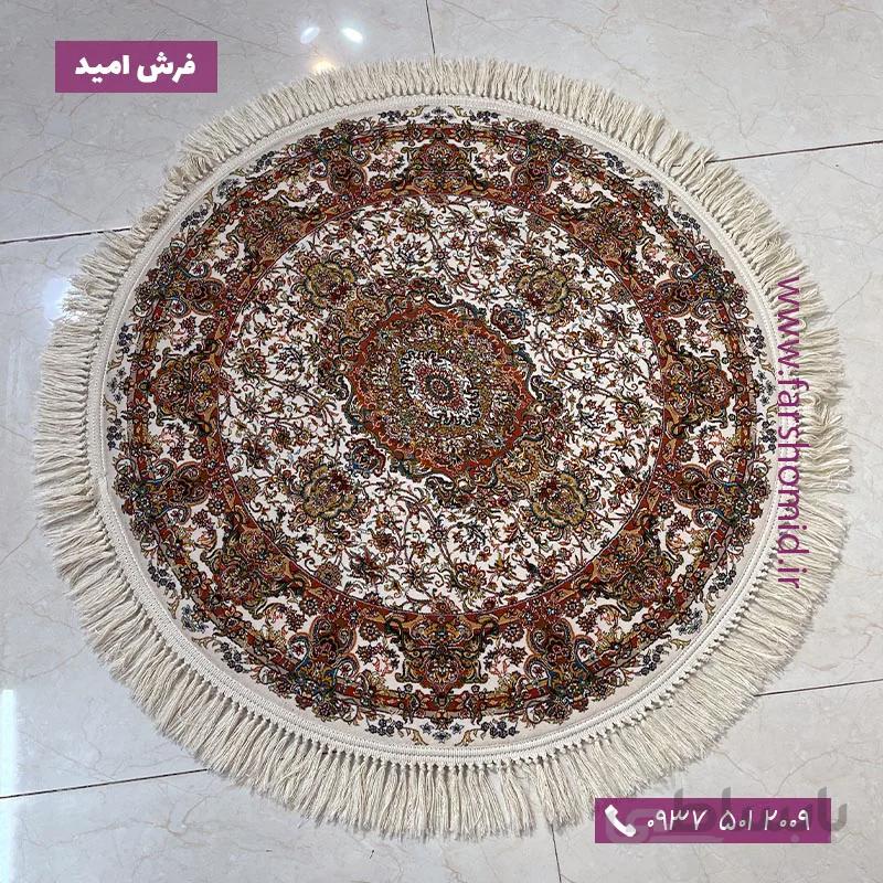 فرش ماشینی دایره 1000 شانه 10 رنگ آنا کرم فرش آرشام