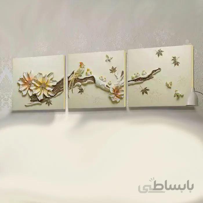 تابلو دکوراتیو برجسته مدل قرقاول سایز 70 در 70 سه تکه