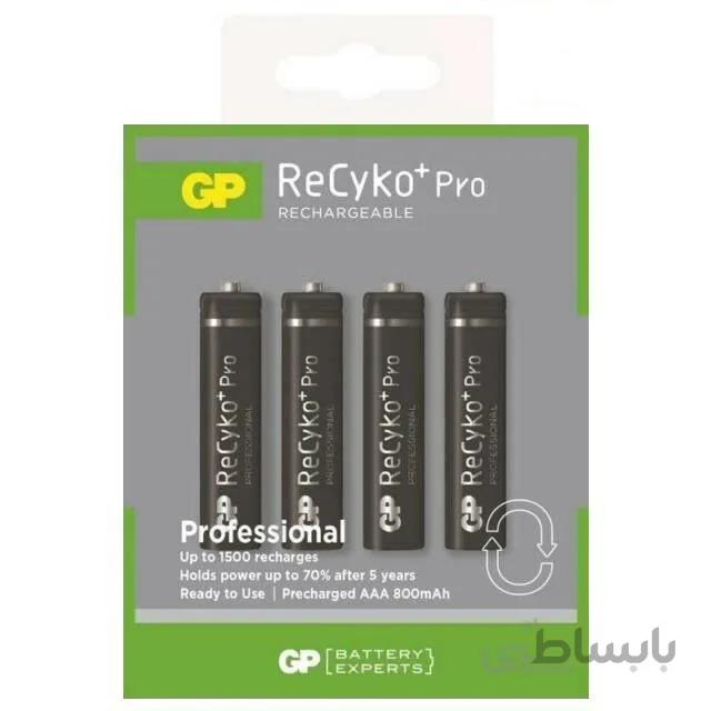 باتری نیم قلمی قابل شارژ جی‌پی مدل ReCyco+ PRO 800 بسته چهار عددی