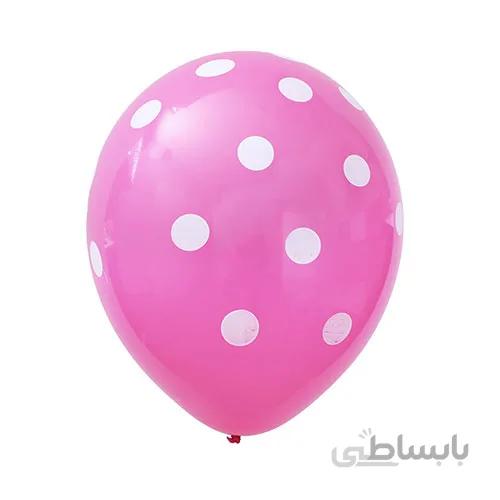 بادکنک لاتکس سرخابی خال سفید