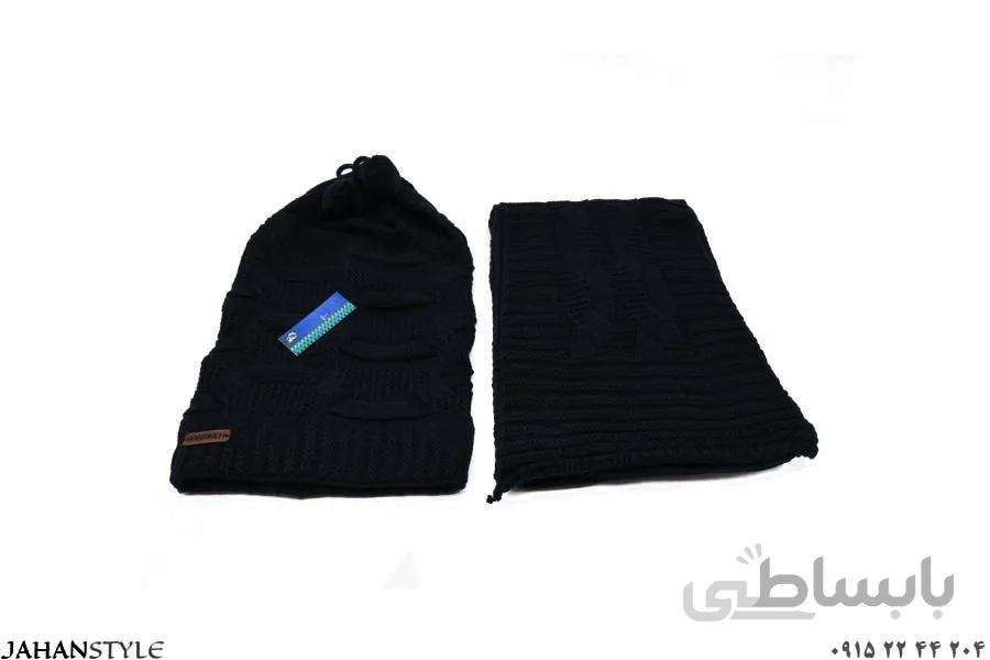 کلاه و شال گردن سرمه ای دخترانه