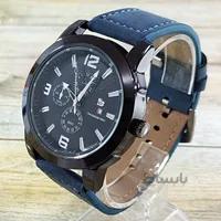 ساعت بند چرم passbird طرح 3موتوره مشکی آبی