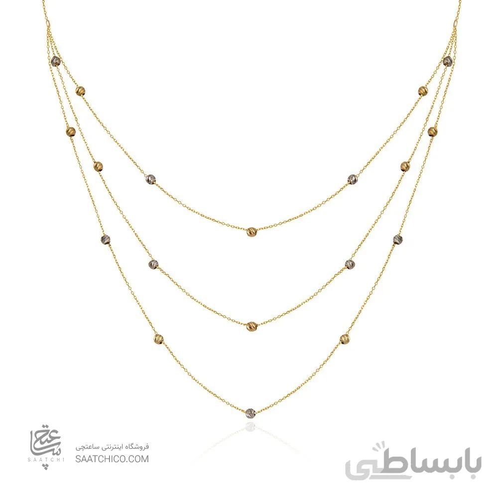 گردنبند طلا زنانه سه لایه با گوی البرنادو کد CN364