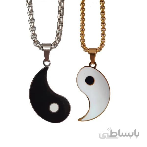 گردنبند مدل یین و یانگ دوتایی کد y433
