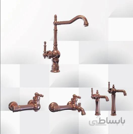 ست شیرآلات رز گلد مدل تینا برند شیر زرین