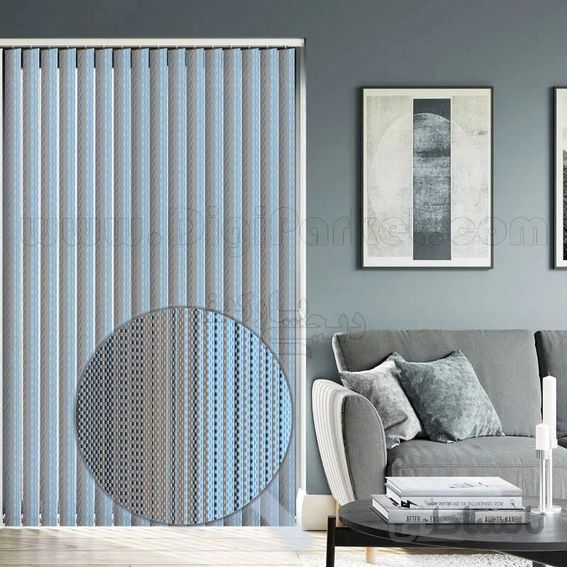 پرده لوردراپه زبرا لایت آبی و طوسی کد 2909 ا Drope Blind Zebra Light