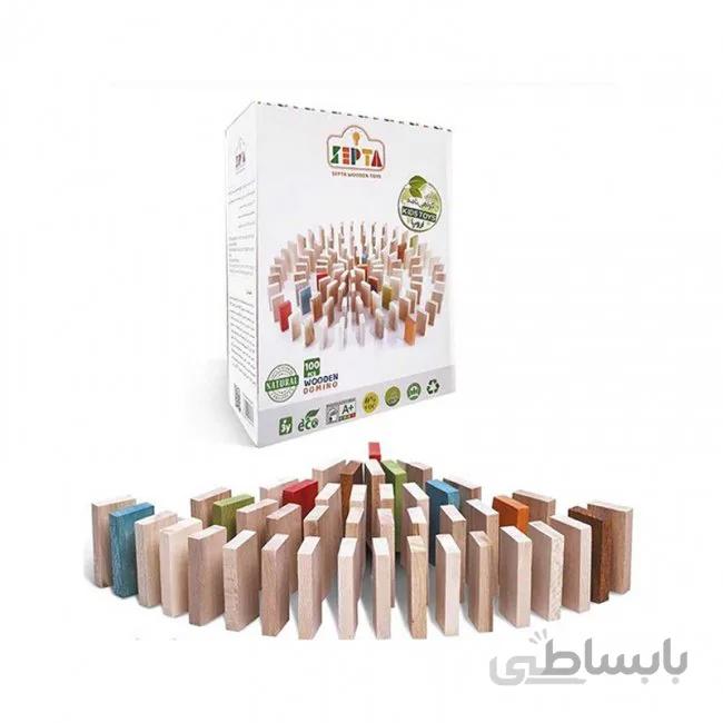 اسباب بازی چوبی دومینو 100 تکه مدل 0030