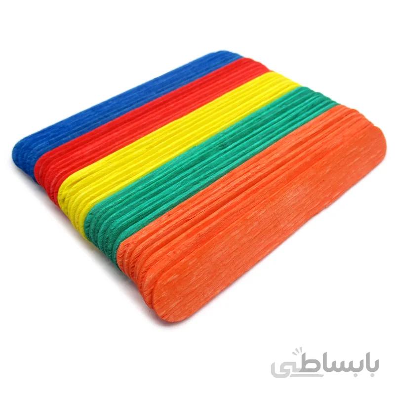 چوب بستنی خانه سازی رنگی طول 12.5 سانتیمتر عرض 17 میلیمتر بسته 35 عددی