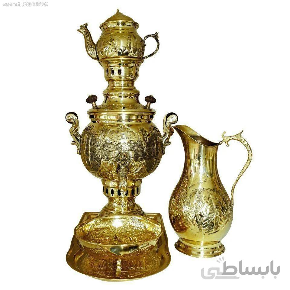 سرویس سماور طلایی ذغالی ۶ لیتری